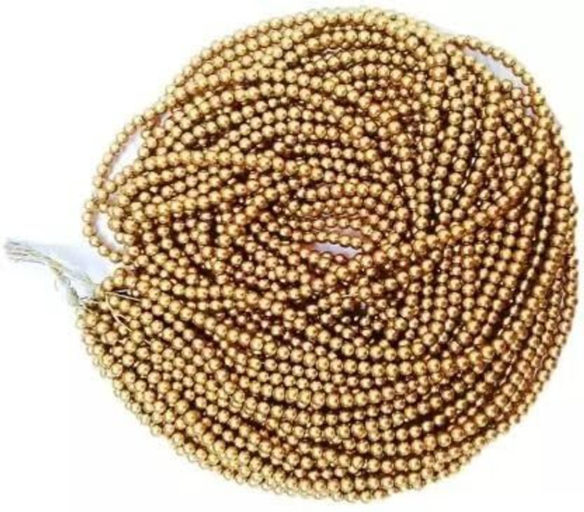 BharatSS 3MM Dull Gold Beads, 24 string of Beads