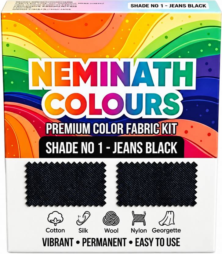 Neminath Pakka Rang Fabric Dye Shade 1 Jeans Black 5x5g+25ml