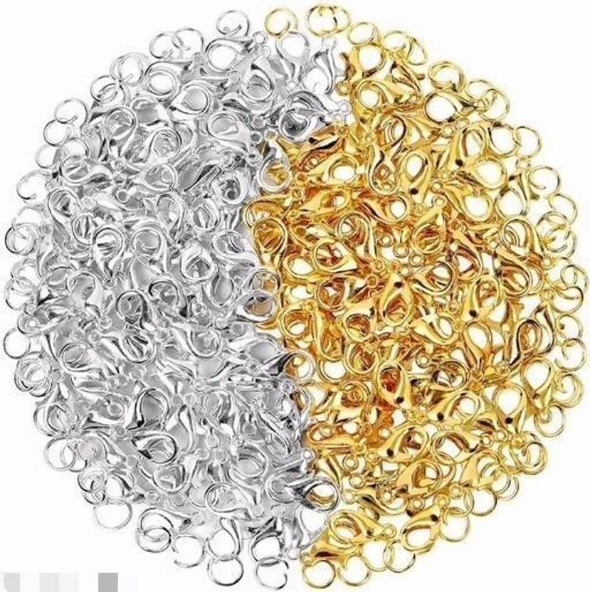 HouseOfCommon Lobster Claw Clasps for Jewelry Making (10 Pcs, Gold, 10 Pcs Silver)
