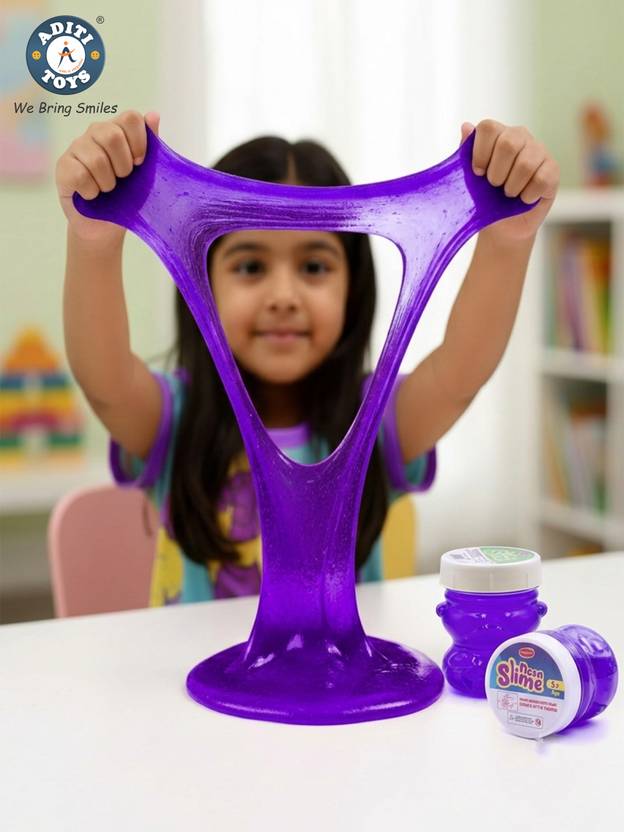 Aditi Toys Neon Slime Kit Soft Non-Toxic For Boys Girls 5+ Age Each 100ml (Blue Pack of 2)