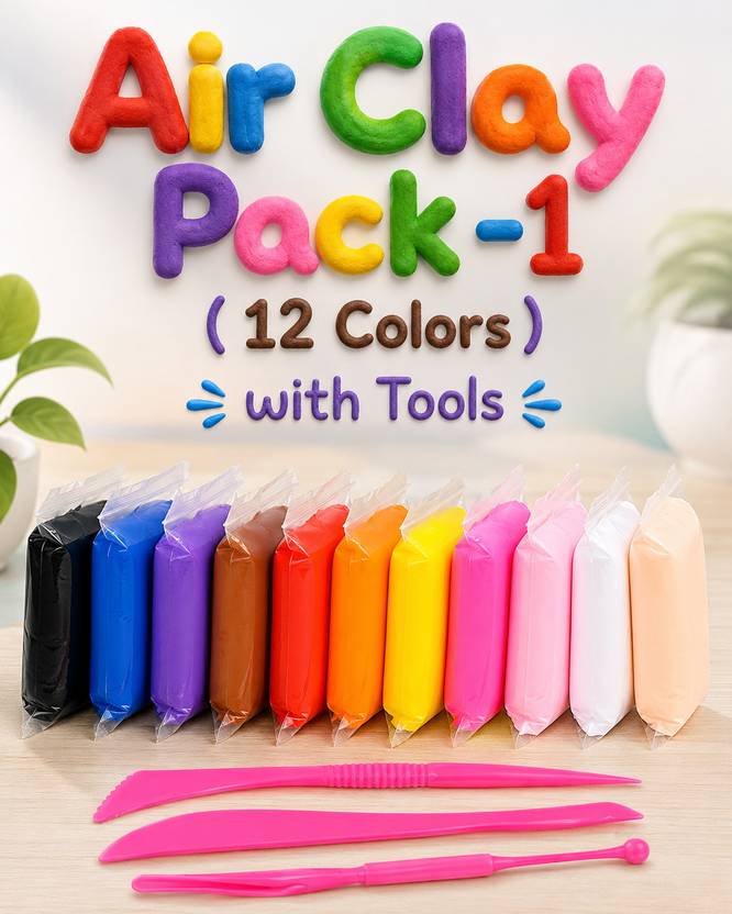 devanshikidstoy Pack of 1 Air Dry Clay, Colorful Soft Playing Clay with 3 Tools, Art & Crafts