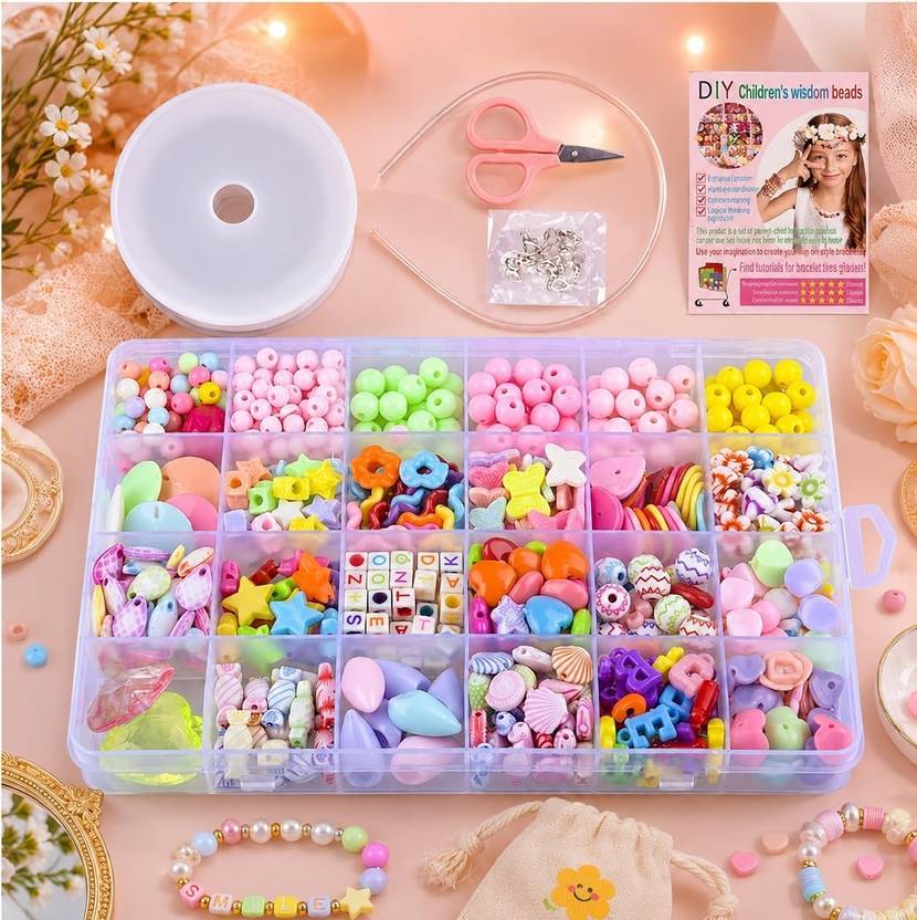 Devdhan Hairband and Bracelet Making Kit,Premium Colorful Beads