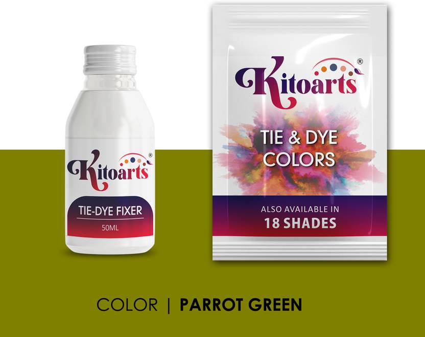 Kitoarts Olive Green Dye for Clothes 50 Gm, Fixer 50 Ml, Fabric Dye for Clothes