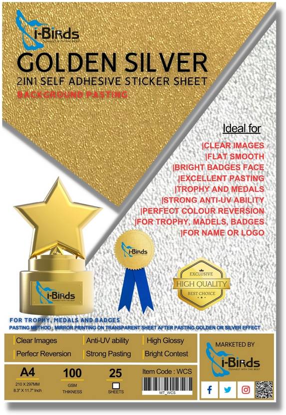 Flipkart.com | Lonaar A4 Self Adhesive Golden & Silver Sticker Sheet ...
