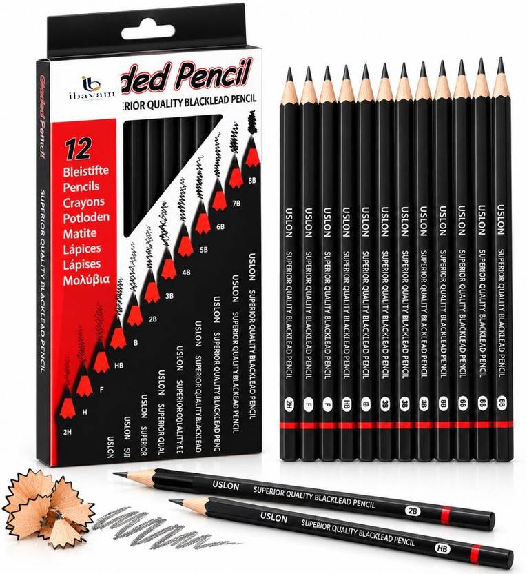iBayam 12pc Drawing Pencils Art Pencil Set Graphite pencil Sketch Pencil Set for Artist