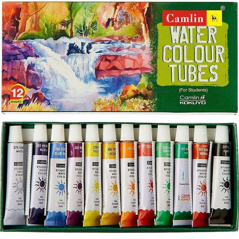 Camlin Kokuyo Student Water Color Tube - 5ml Each, 12 Shades