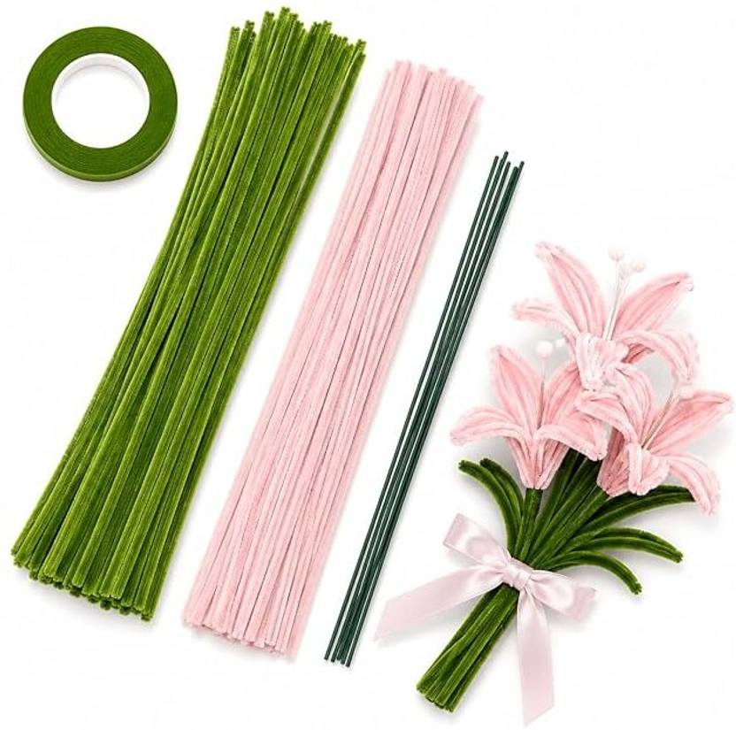 DsCrafts 25pink+25green pipe cleaner 1tape 5 stem