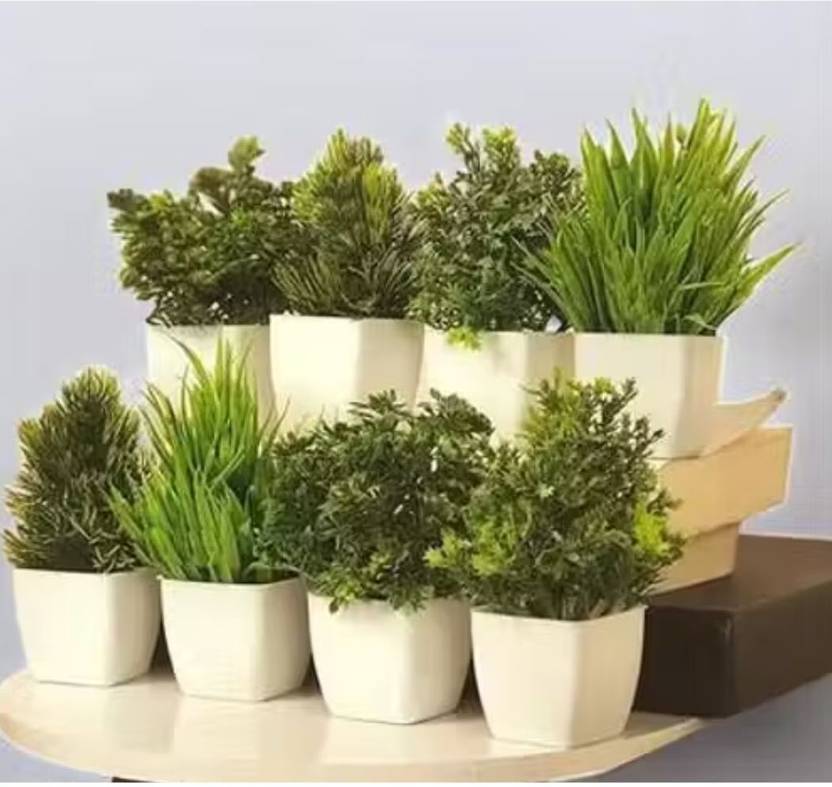 brozzo Artificial Plants for Home Office Décor-Pack of 4 Multicolor Wild Flower Artificial Flower  with Pot