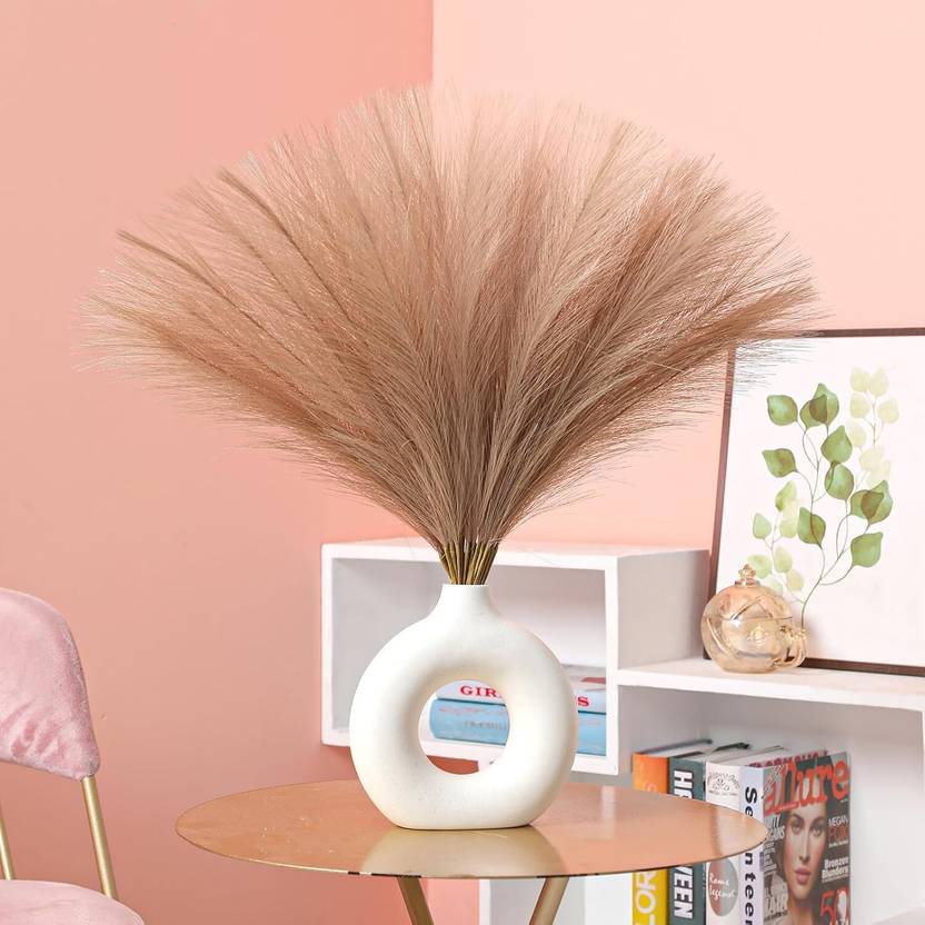 Giftsonix 3 Pc Artificial Pampas Grass for Home Decor, Vase, Table & Diwali Decor Brown Dried Sticks Artificial Flower