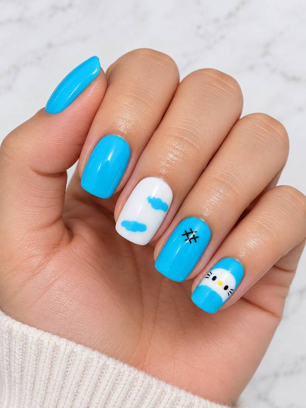 Zeba Creation Happy Nails Sky blue, Peach, Pink