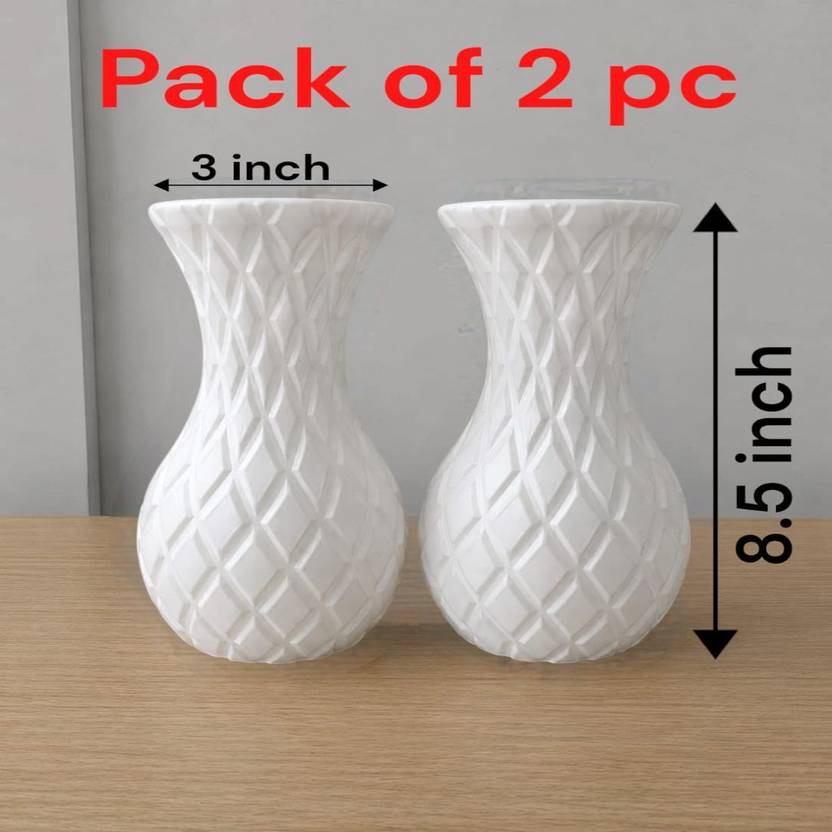 YKI White Vases/4x8.5/2 pc Plastic Vase
