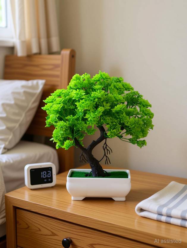 DIYANK Artificial green trees plant for dinning table, bedroom etc. Bonsai Wild Artificial Plant with Pot