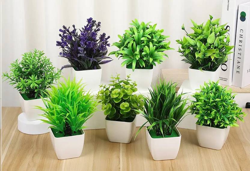 brozzo QUEEN-8,Artificial Green Plant Spring Grass Living Room Green Plant Decoration Bonsai Artificial Plant  with Pot