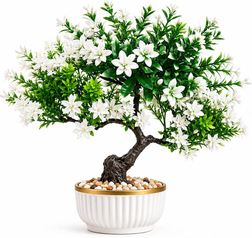 Fauxvatika Realistic Green Artificial Topiary Plant with Pot for Home & Office Décor Bonsai Artificial Plant with Pot