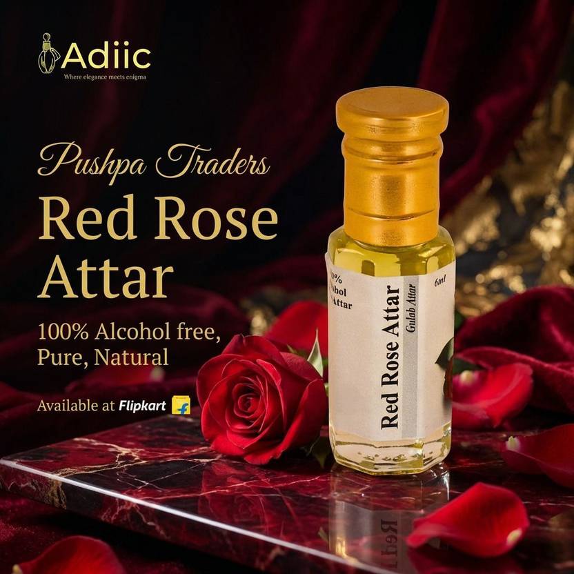 adiic Pure Original Gulab Attar | Alcohol-Free Long-Lasting Rose Perfume Oi Floral Attar