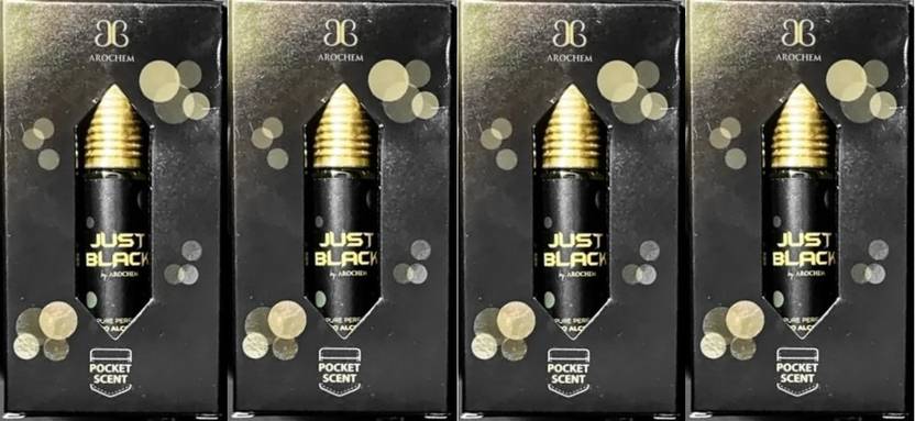 AROCHEM JUST BLACK Attar Long Lasting Fragrance No Alcohol Pure Perfume 6ML (Pack of 4) Floral Attar