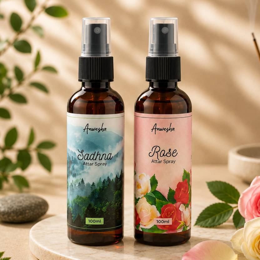 Anwesha Sadhna & Rose Alcohol Free Attar Spray 200ML Pure Floral Fragrance Daily Pooja Floral Attar