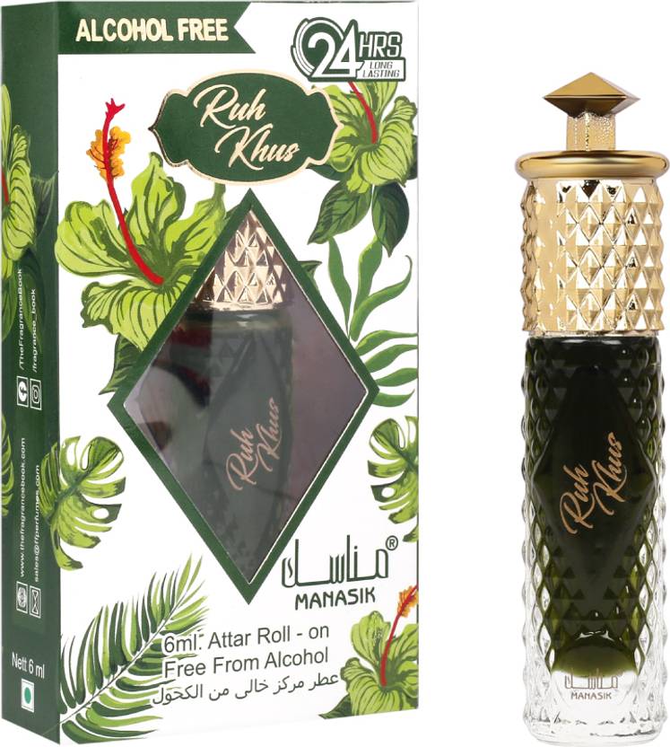 Manasik Ruh Khus Premium AttarRoll-On Perfume Oil6ml|Alcohol-Free Long Lasting Fragrance Floral Attar