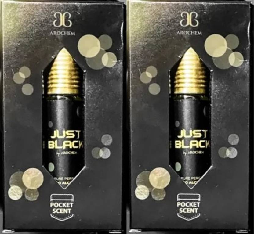 AROCHEM JUST BLACK Attar Long Lasting Fragrance No Alcohol Pure Perfume 6ML (Pack of 2) Floral Attar