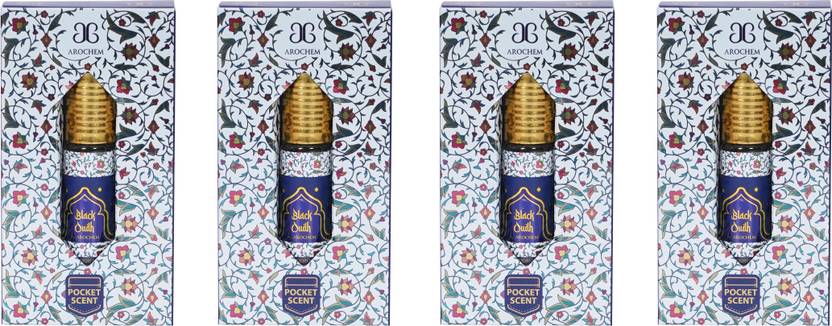 AROCHEM BLACK OUDH Attar Long Lasting Fragrance No Alcohol Pure Perfume 6ML (Pack of 4) Herbal Attar