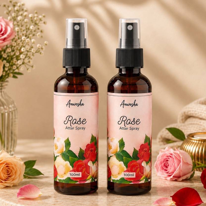 Anwesha Rose Alcohol Free Attar Spray 200ML Pure Floral Fragrance Daily Puja Floral Attar