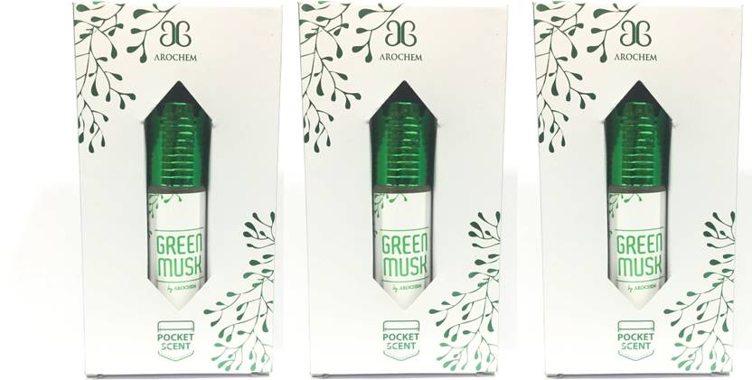 AROCHEM Green Musk Attar Long Lasting Fragrance No Alcohol Pure Perfume 6ML (Pack of 3) Floral Attar