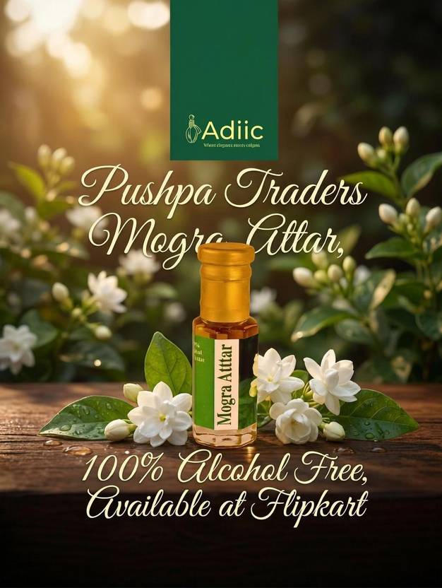 adiic Mogra Attar – Pure Jasmine Luxury Fragrance, Long Lasting, Alcohol-Free Floral Attar