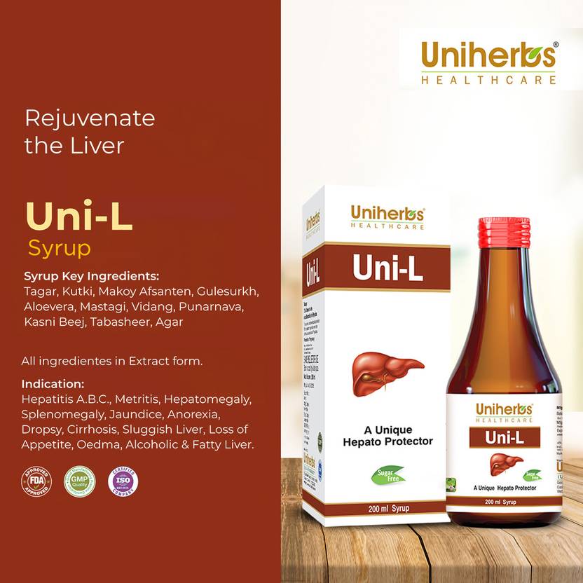 Uniherbs Uni L Syrup For Fatty & Weak Liver Functions, Weight Gain