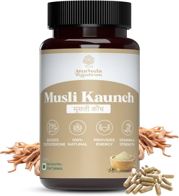 Ayurveda Yogashram Remedies Musli Kaunch | Safed Musli Tablet for Strength & Vitality | 1000mg