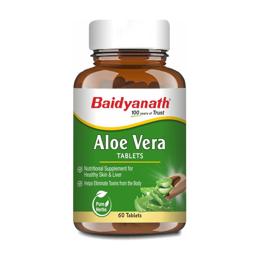 Baidyanath Aloe Vera Tablets | Nutritional Supplement for Healthy Skin and Liver | Eliminates Toxins and Boosts Immune System | For all Wellness and Rejuvenation | 60 Tablets