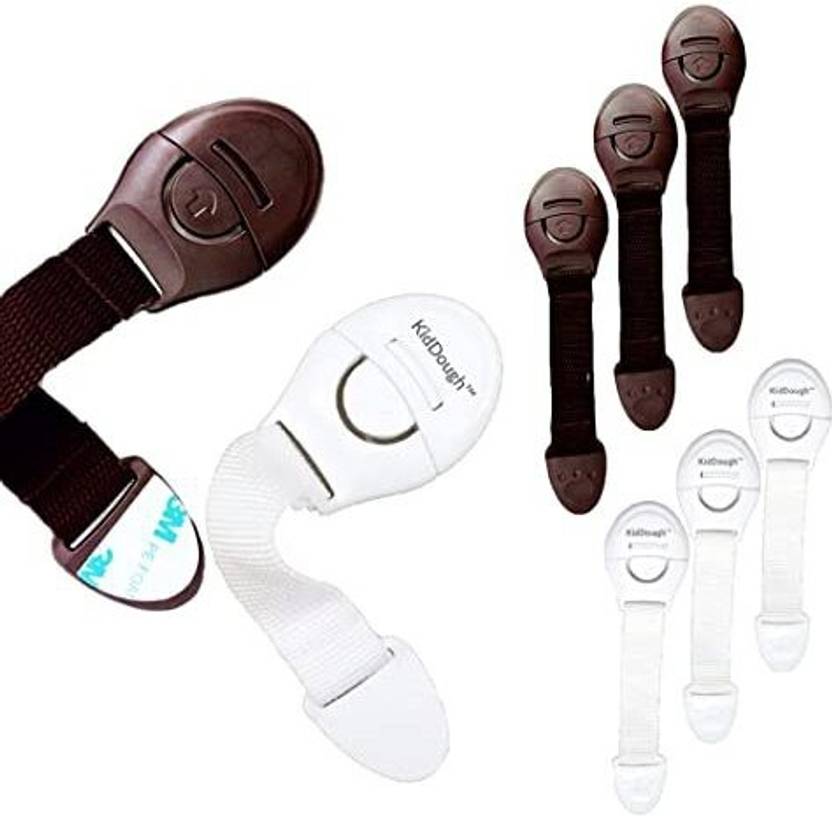 KidDough Furniture Safety Locks for Kids (4 Brown + 4 White Locks)