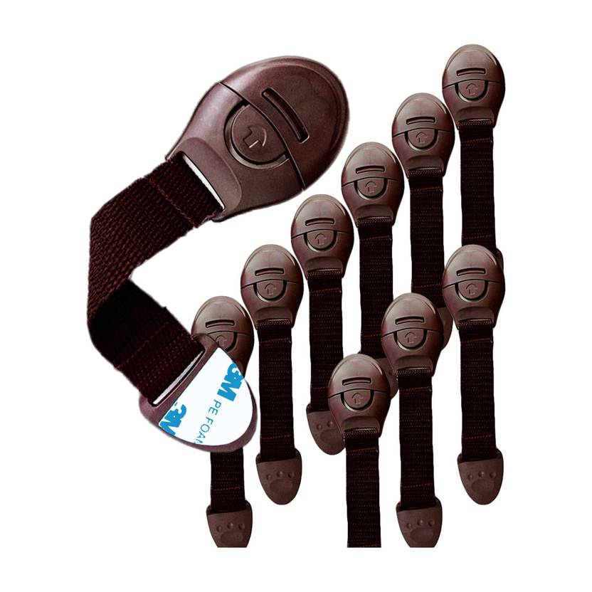 KidDough Furniture Safety Locks for Kids - Pack of 10 Brown Locks
