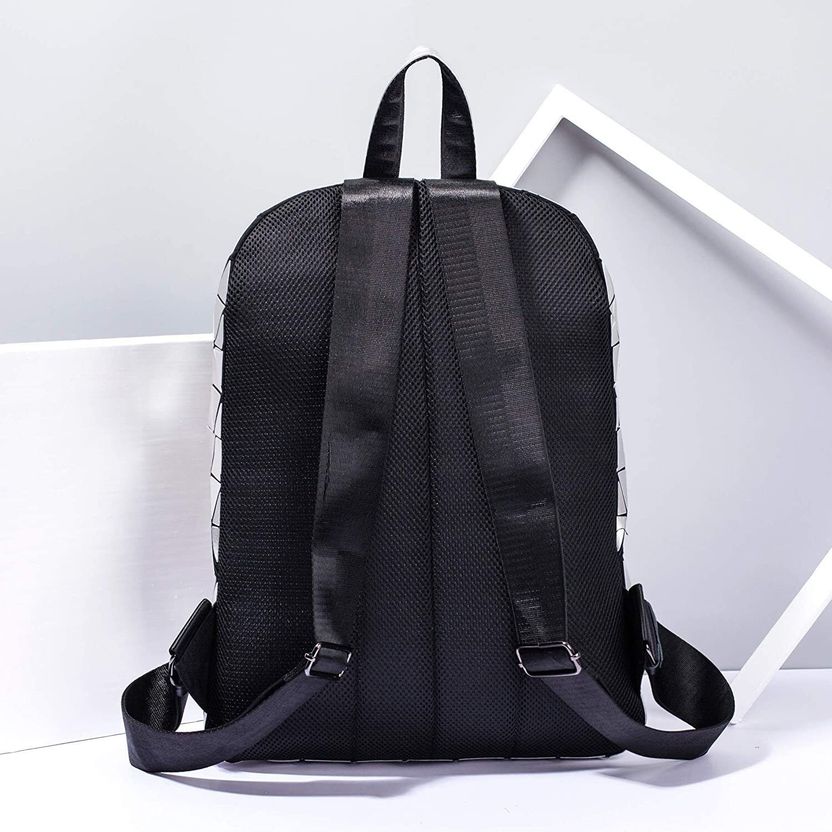 buddle Geometric Luminous Reflection Backpack (Multicolor) 20 L Laptop Backpack Silver - Image 4