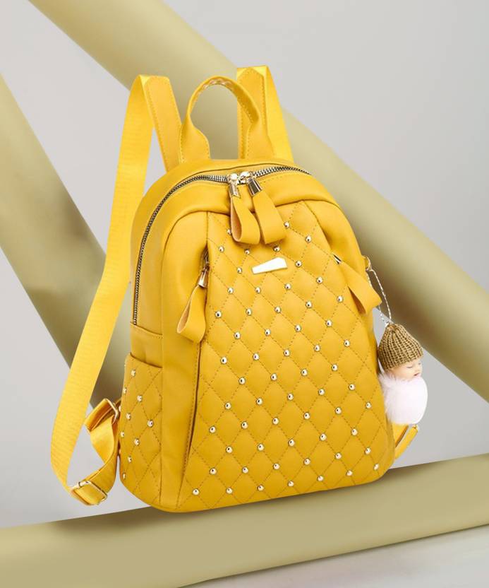 Small 7 L Backpack Women Backpack suitable for collage and office  (Yellow)