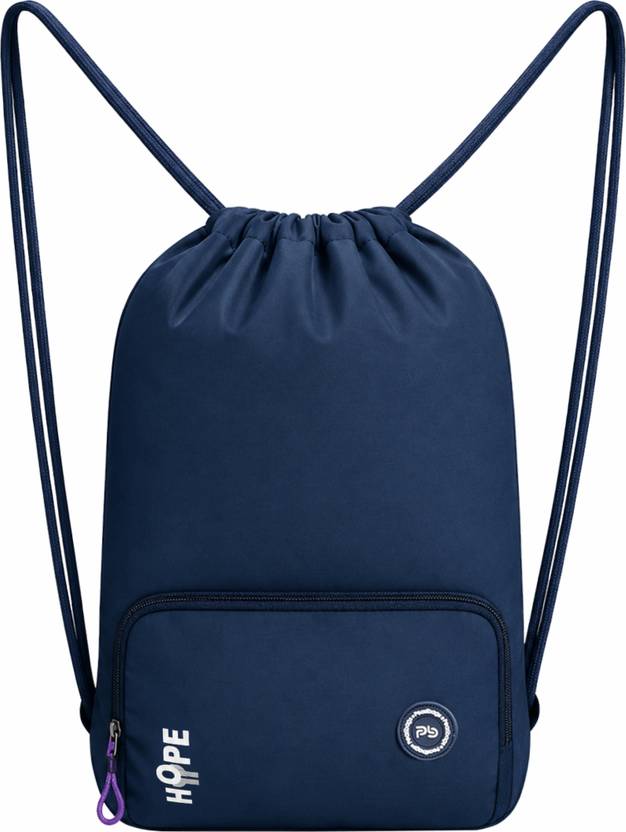 PB Pearl Bags Small 17 L Backpack Premium Polyester Drawstring / Dori Bag with Front Zip Pocket (46.5x32.5X11 CM)