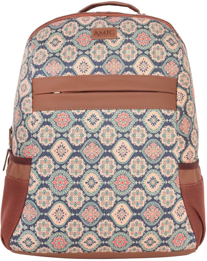 Small 18 L Laptop Backpack Women Jute Printed Handcrafted Office, College Handbag  (Multicolor)