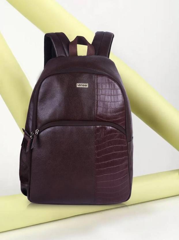 Veneer Medium 25 L Laptop Backpack Classy Vegan Leather Croco Fusion Business Office College Travel Unisex Backpack
