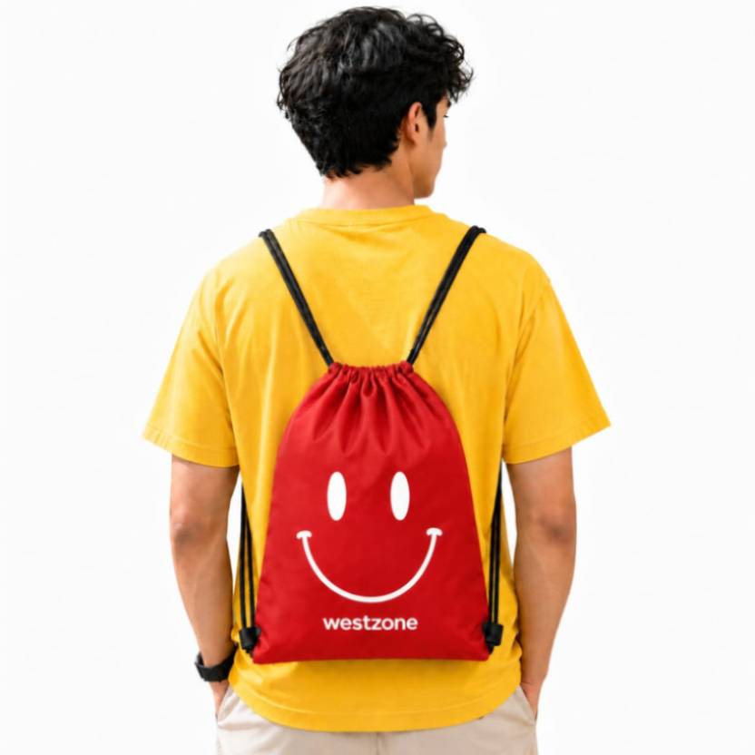 WESTZONE Small 11 L Backpack Drawstring Backpacks Men Women | Gym Sports Bags smily red