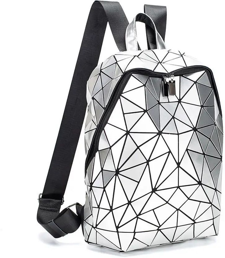 buddle Geometric Luminous Reflection Backpack (Multicolor) 20 L Laptop Backpack Silver - Image 2