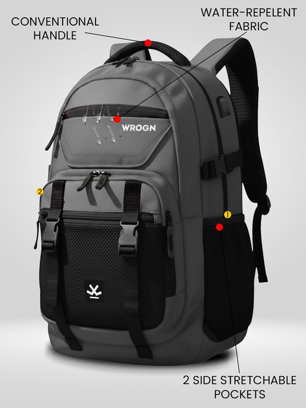 WROGN 42L Laptop Backpack Ashper 2.0 with USB Port - Image 5