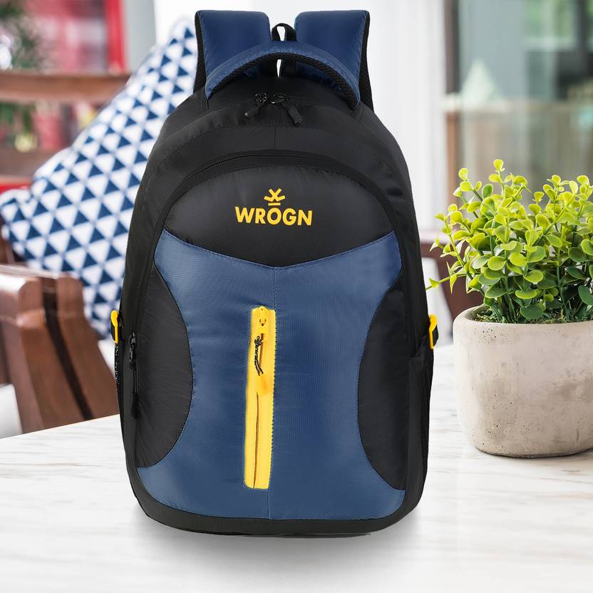 WROGN Medium 30 L Laptop Backpack For College School Travel Office For Men & Women  (Black, Blue)