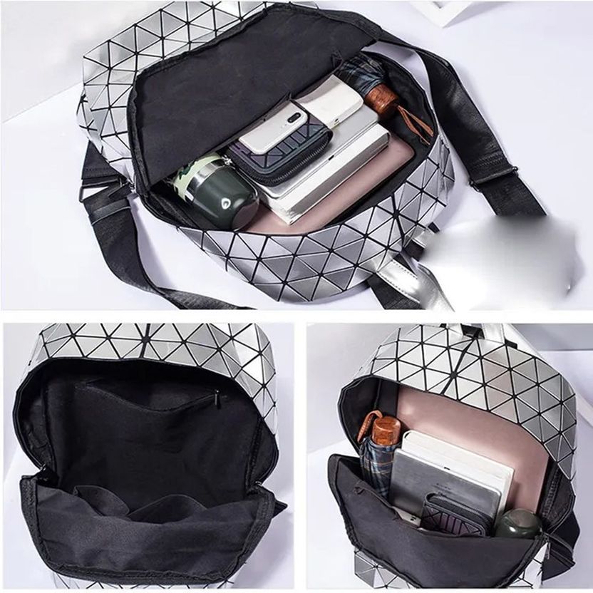 buddle Geometric Luminous Reflection Backpack (Multicolor) 20 L Laptop Backpack Silver - Image 3