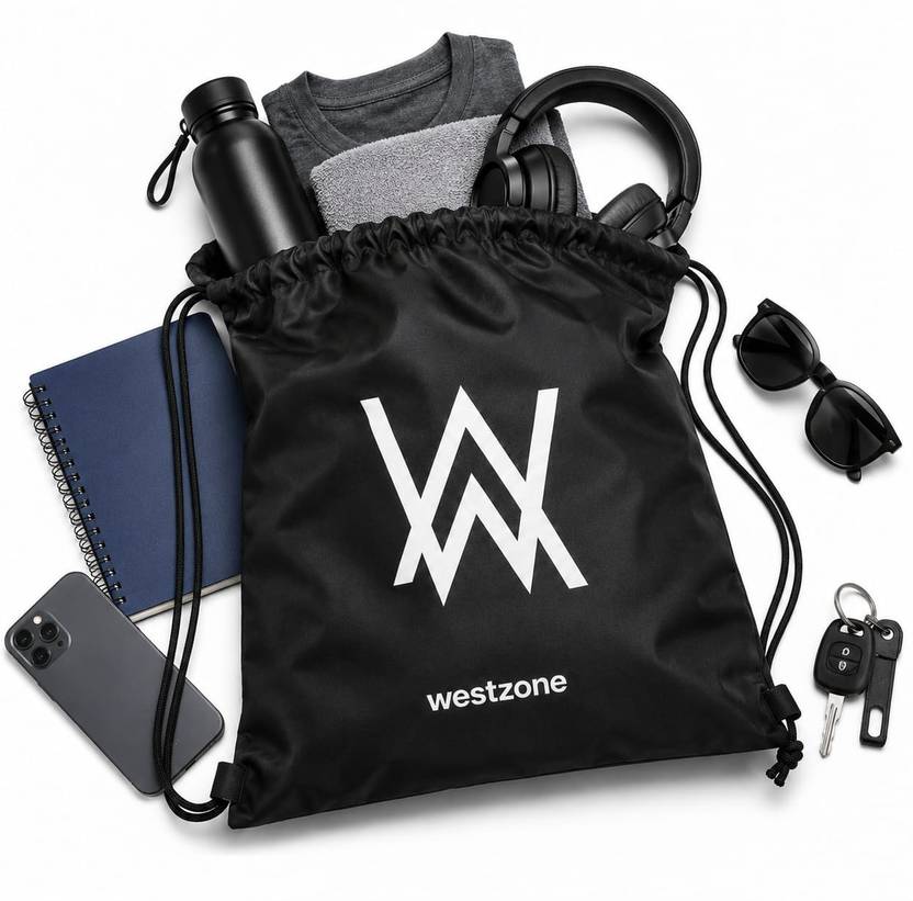 WESTZONE 10.5 L Backpack Black Gym Drawstring Bag | Sports, Fitness & Travel Bag
