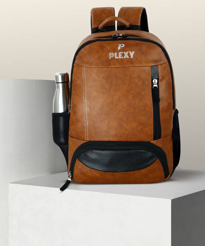 PLEXY Medium 30 L Laptop Backpack 30L LAPTOP FAUX LEATHER WEEDY BAGPACK  (Tan)