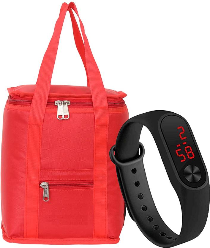 Capitalpoint Stylish Office/School Use Tiffin Bag/ Digital Led Watch For Kids & Boys & Girls Waterproof Lunch Bag