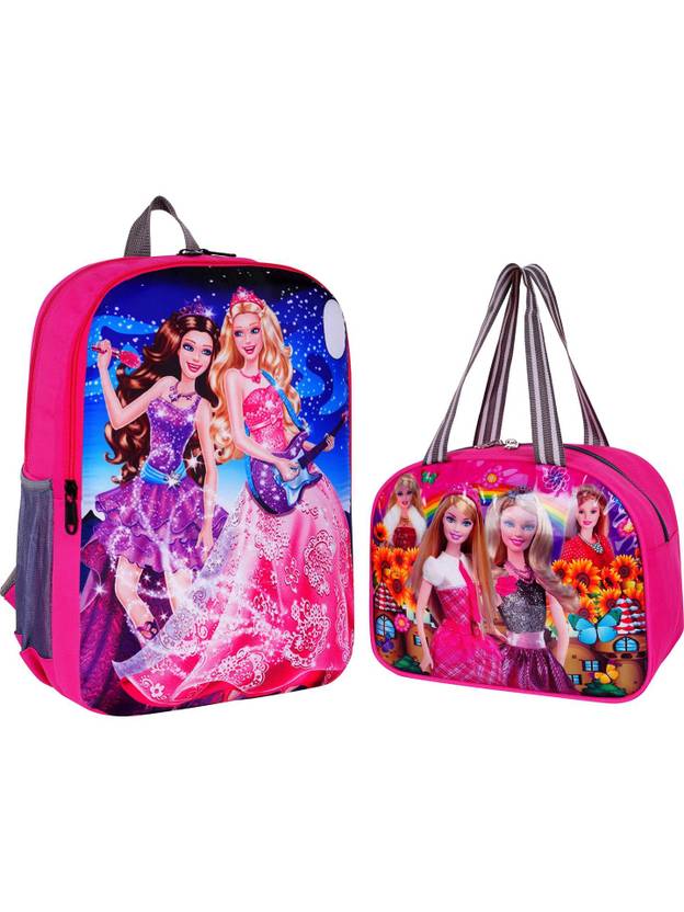 SHNOR Barbie 25L 40cm Kids School Bag For nursery Lkg ukg 1st Boys/Girls with LunchBag Waterproof School Bag
