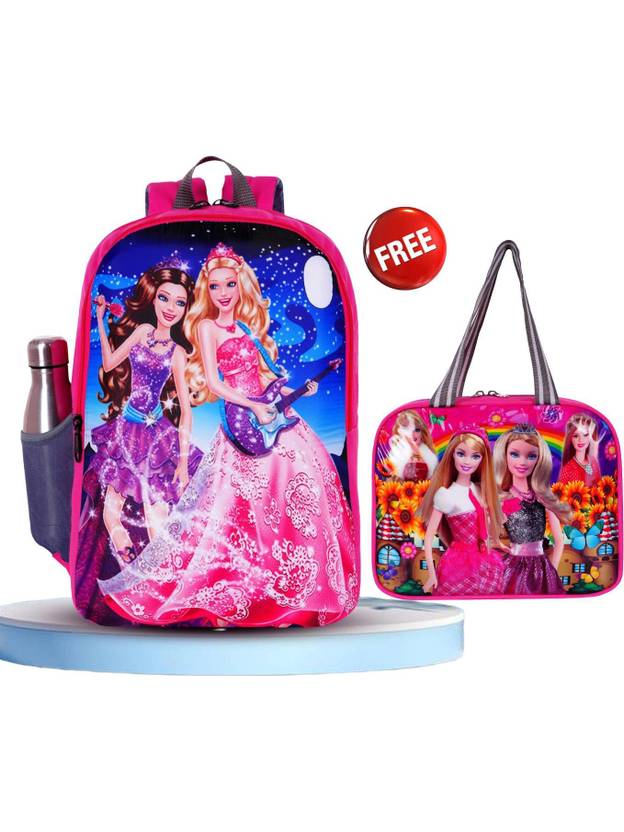 SHNOR Barbie 25-L 40cm Kids School Bag For nursery Lkg ukg Boys/Girls with Lunch Bag Waterproof School Bag