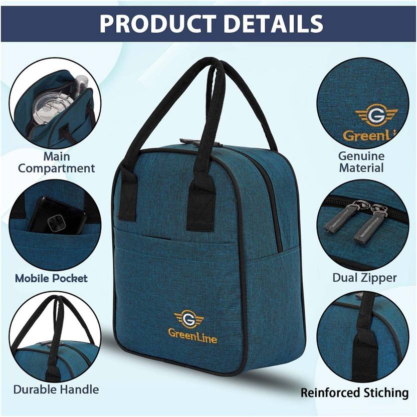 GREENLINE Modern_Insulated Lunch Bag for School Collage Office &Picnic for Boys & girl Lunch Bag