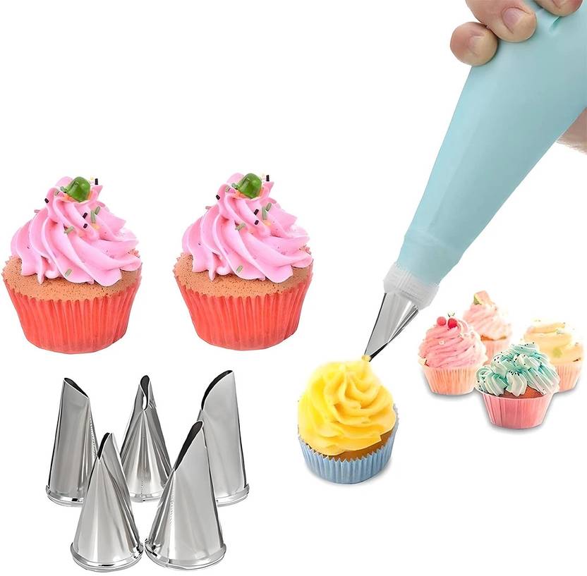 67Stores Rose Piping Nozzle Cake Decorating, Stainless Steel 5pcs/set Stainless Steel Quick Flower Icing Nozzle