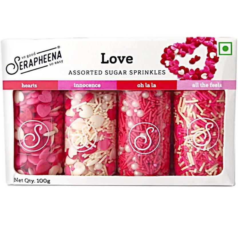 Serapheena Sugar Sprinkles for Cakes & Cupcakes Decoration|Love|100 g Topping Semi Solid